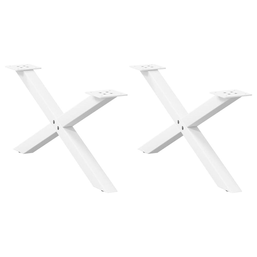 Pieds de table basse en forme de x, 2 pièces, blanc, 70 x (30-31) cm, acier