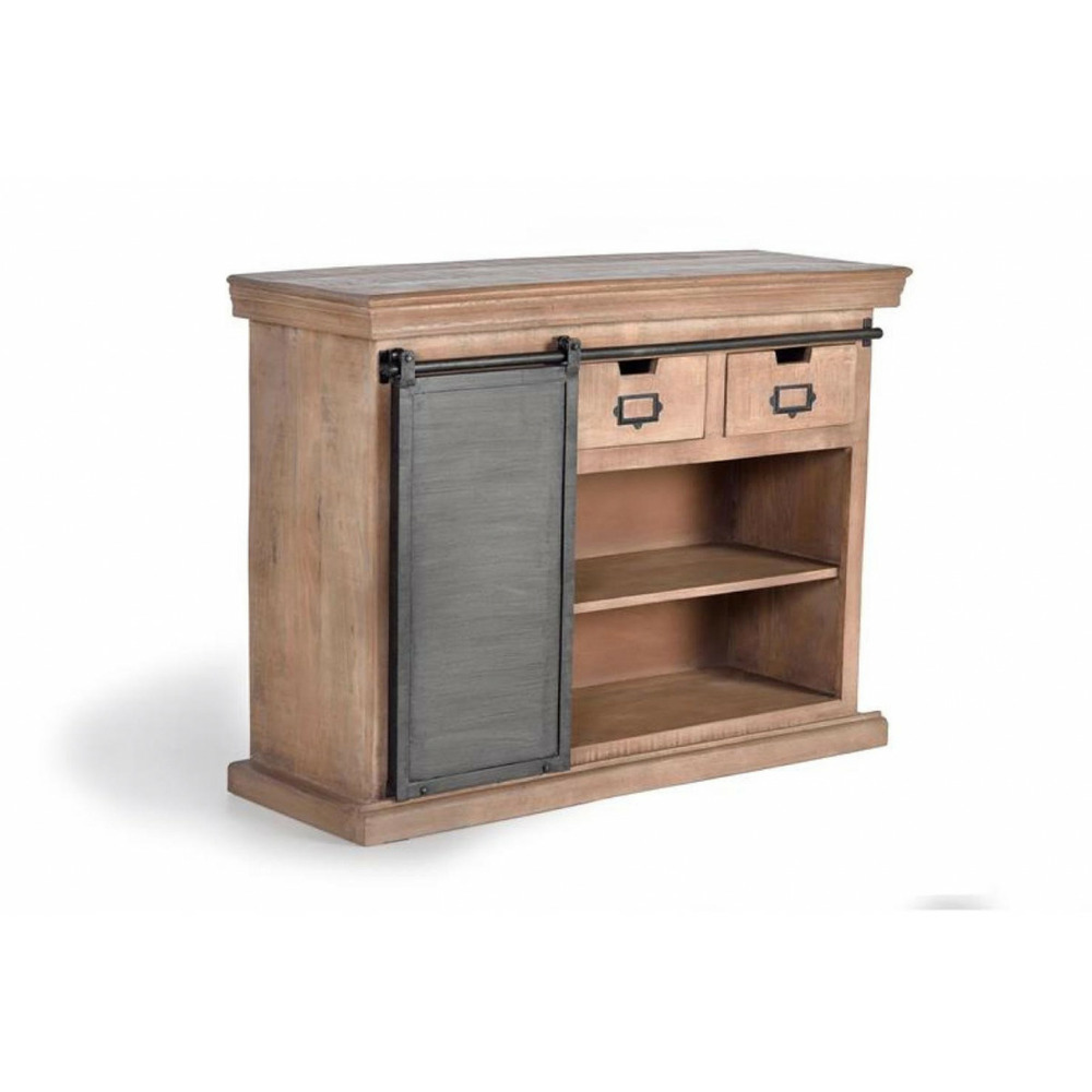 Buffet 3 tiroirs bois-fer marron - ildéa décoration d'autrefois