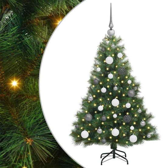 Sapin de noël artificiel avec 150 led vert 120 cm pe et pvc
