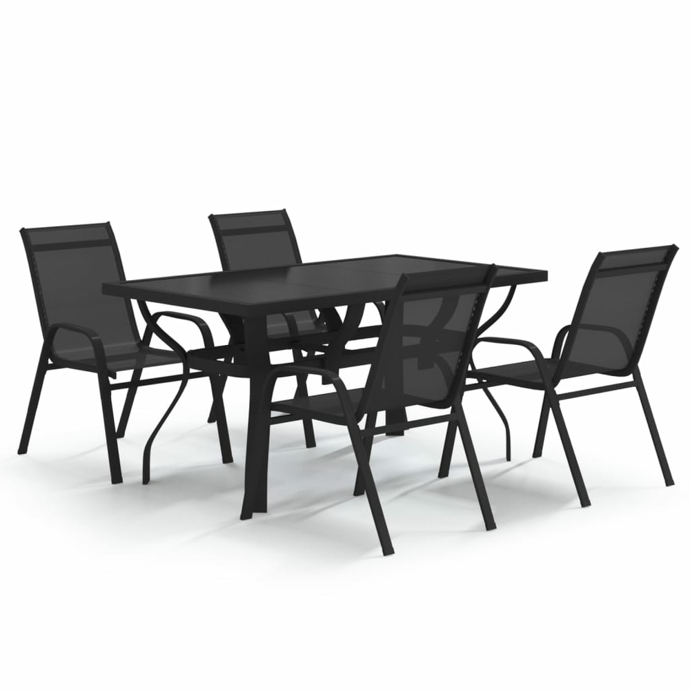 Ensemble de salle à manger de jardin meuble extérieur 5 pièces noir