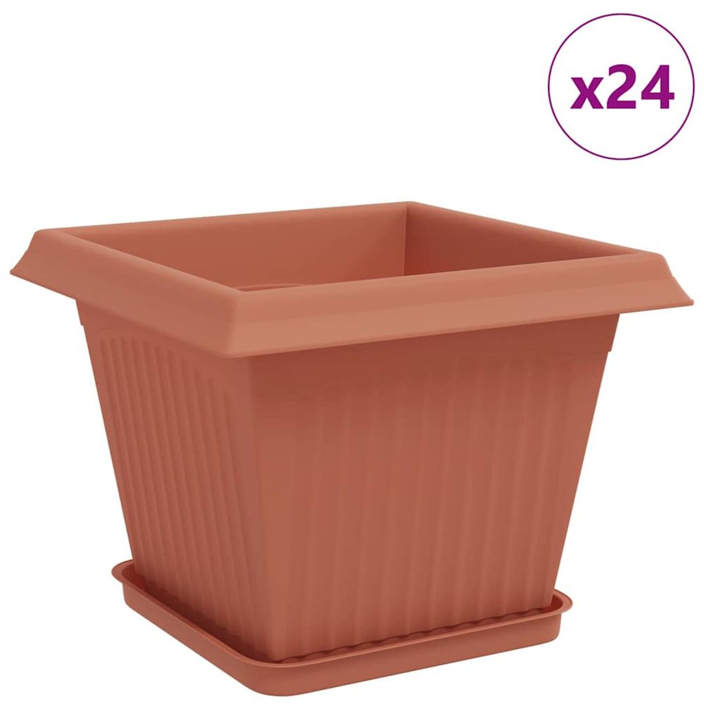 Pots de plantes 24 pc rouge brique plastique