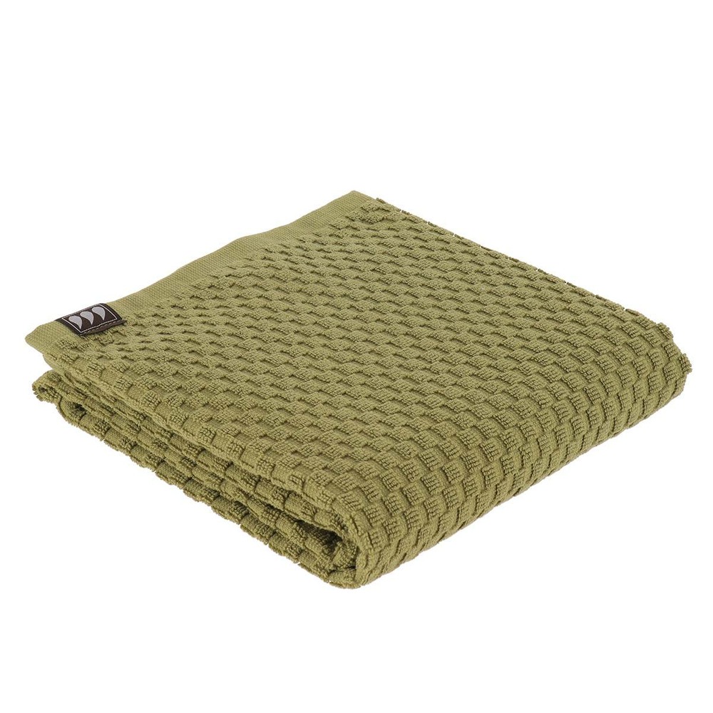 Serviette de toilette 50x90 cm 100% coton damier - vert olive