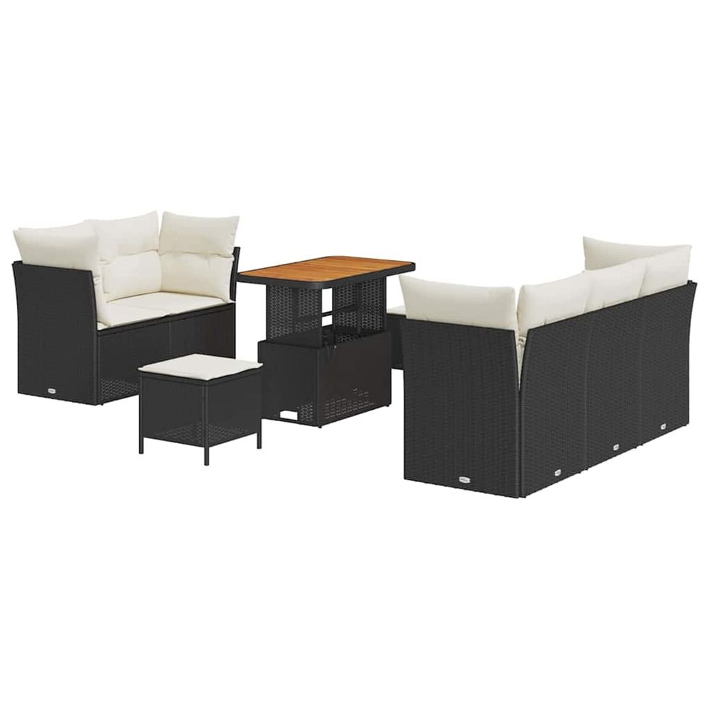 Ensemble de canapé de jardin 8 pc noir polyrotin