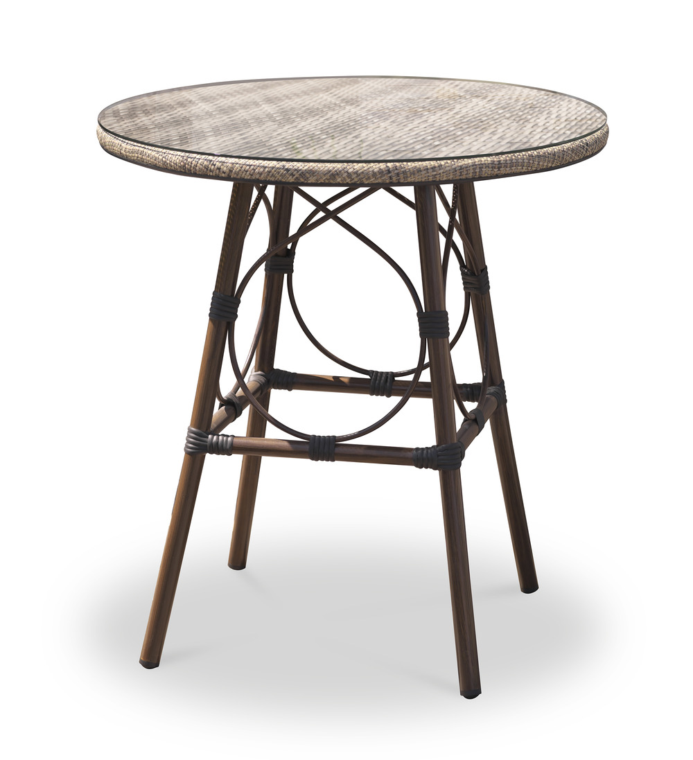Table de jardin ushuaia ronde 70 cm en aluminium plateau verre