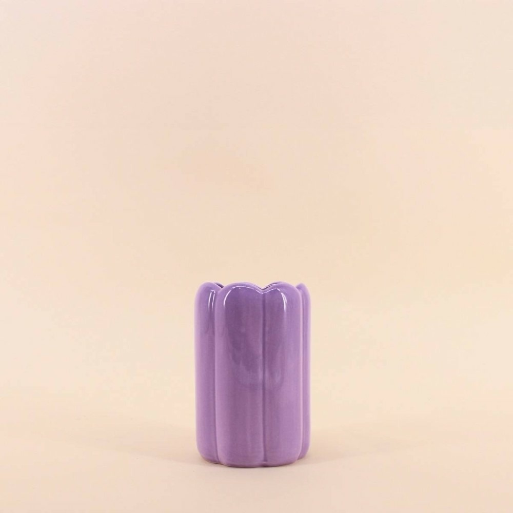 Vase cylindrique festonné violet 15 cm