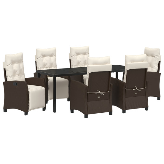 Set de jardin 7 pièces marron rattan poly
