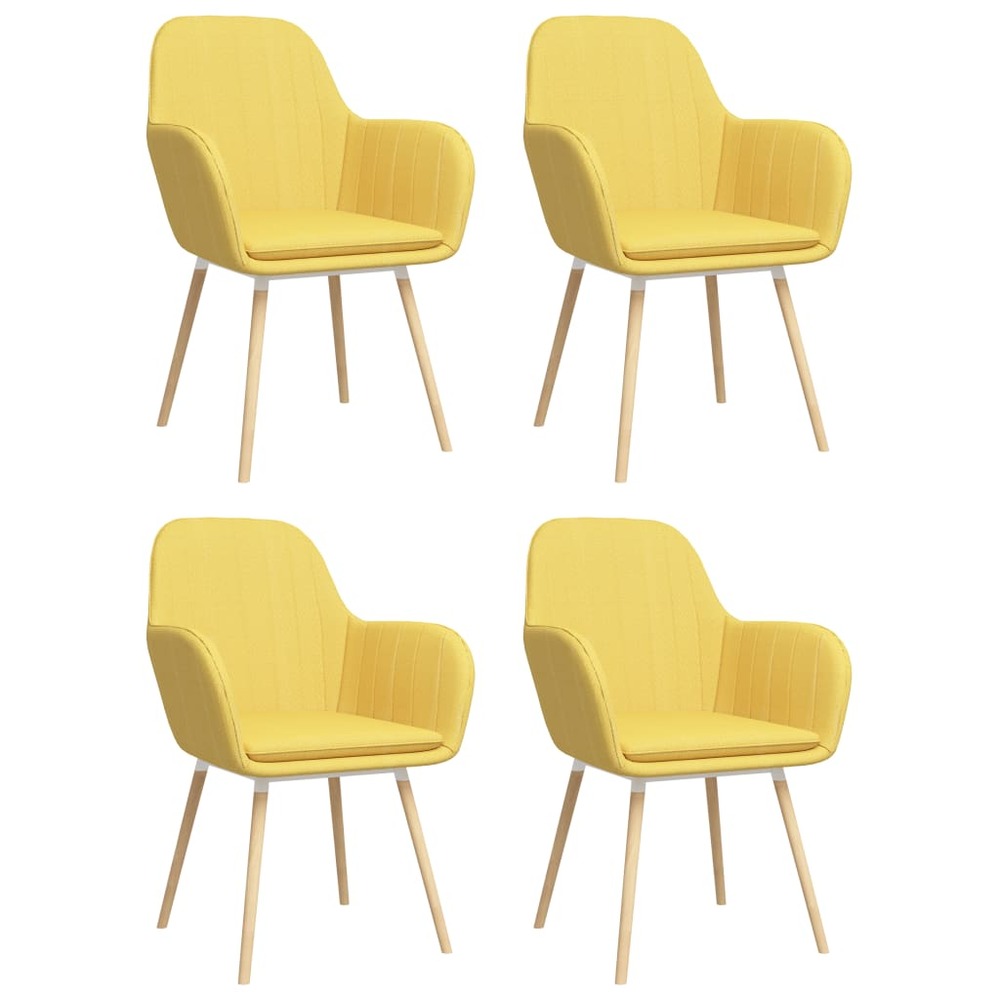 Chaises de salle à manger avec accoudoirs 4 pcs jaune tissu