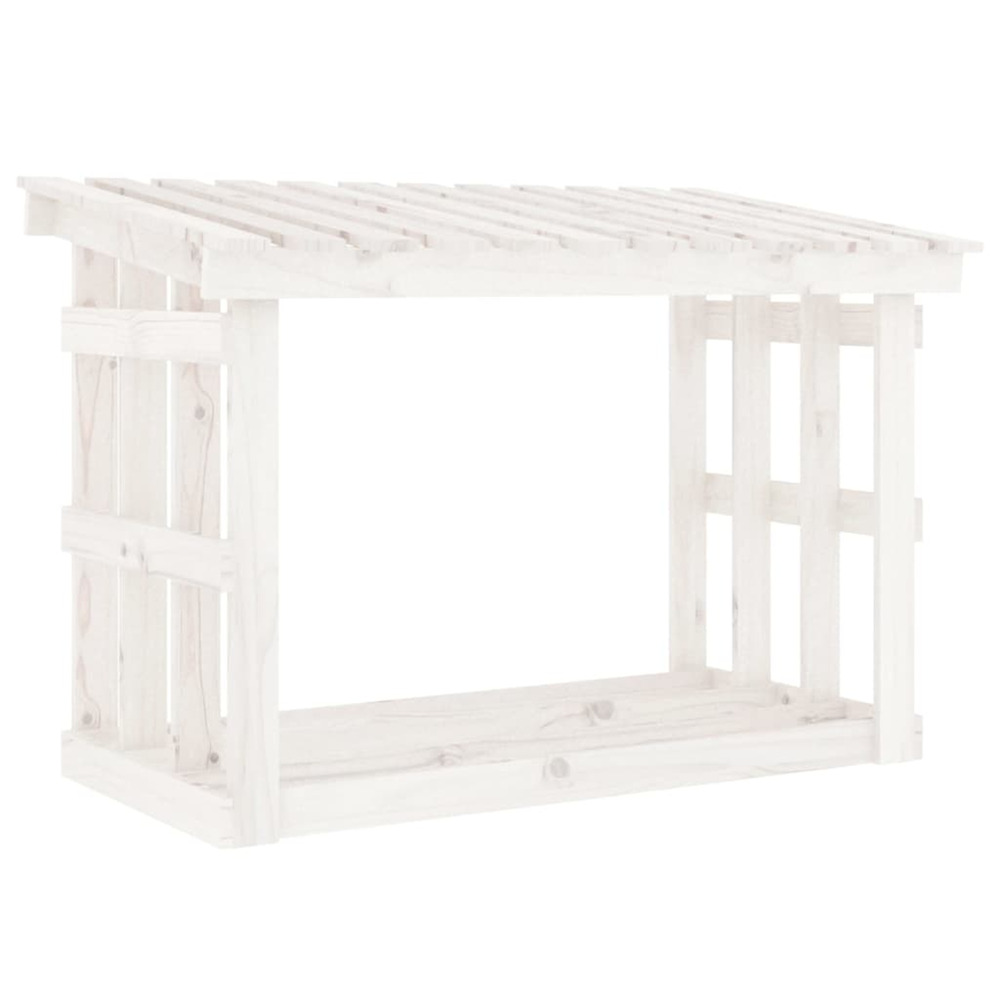 Support pour bois de chauffage blanc 108x64,5x77 cm bois de pin