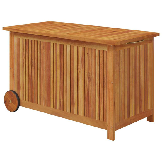Boîte de rangement de jardin avec roues 90x50x58 cm bois acacia