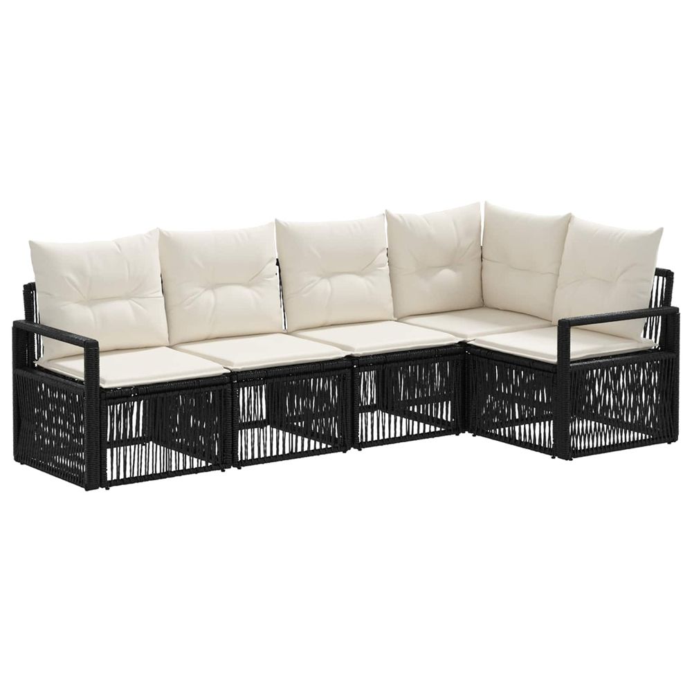 Ensemble de canapé de jardin 5 pc noir polyrotin