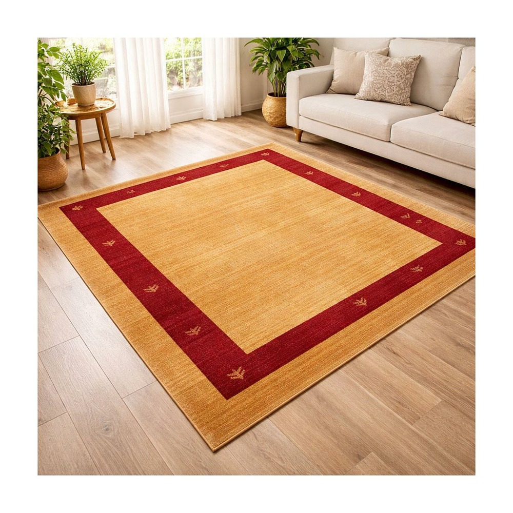 Tapis salon 120x180 tissé beige rectangle motif simple chobay 5
