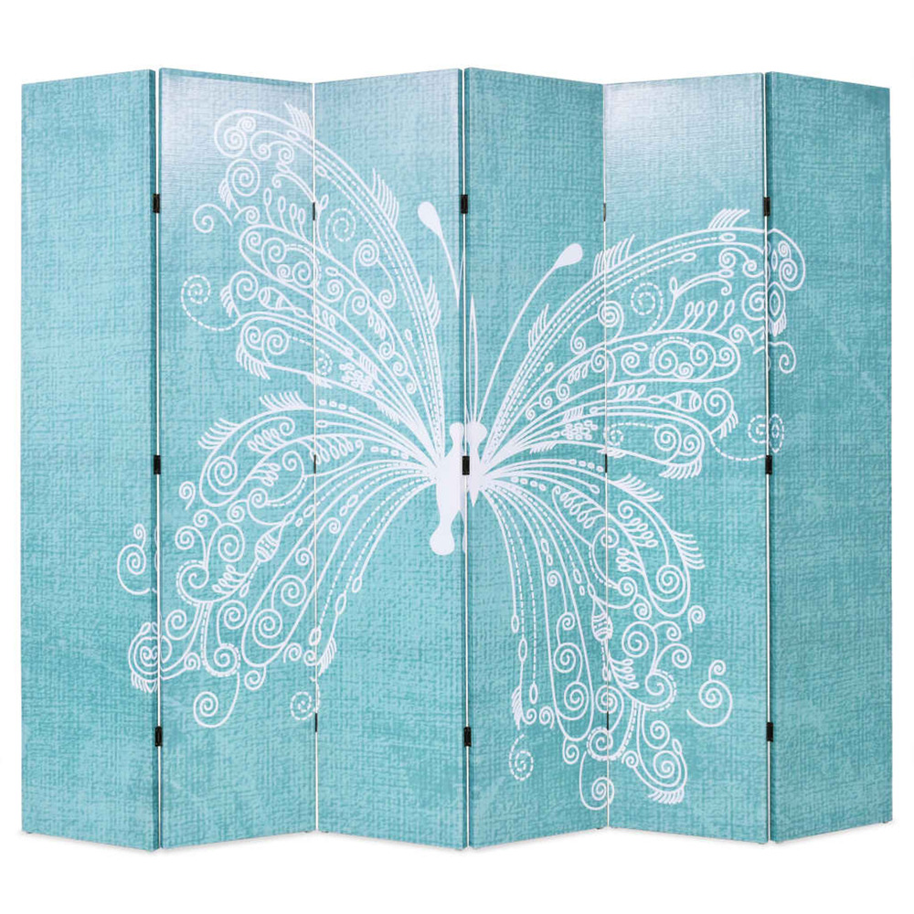 Cloison de séparation pliable 228 x 170 cm papillon bleu