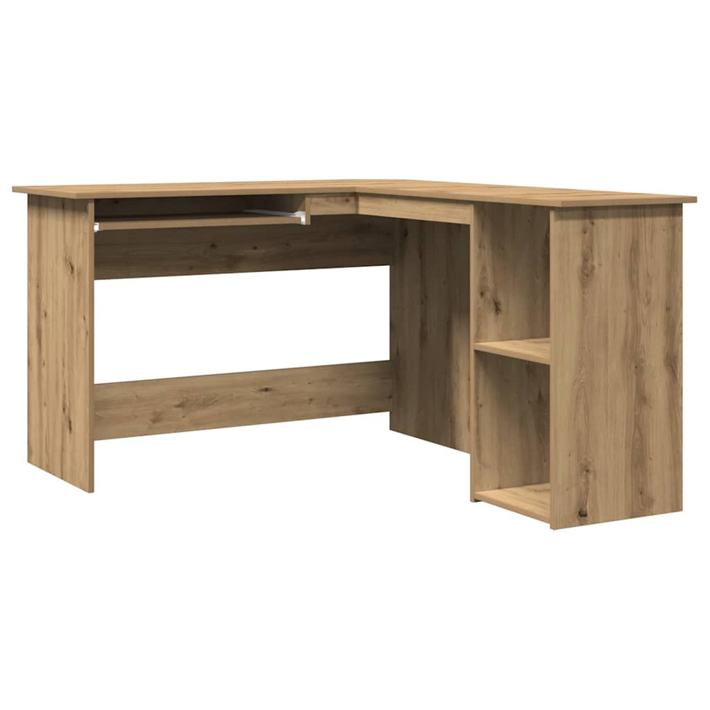 Bureau d'angle chêne artisanal 120x140x75 cm bois d'ingénierie