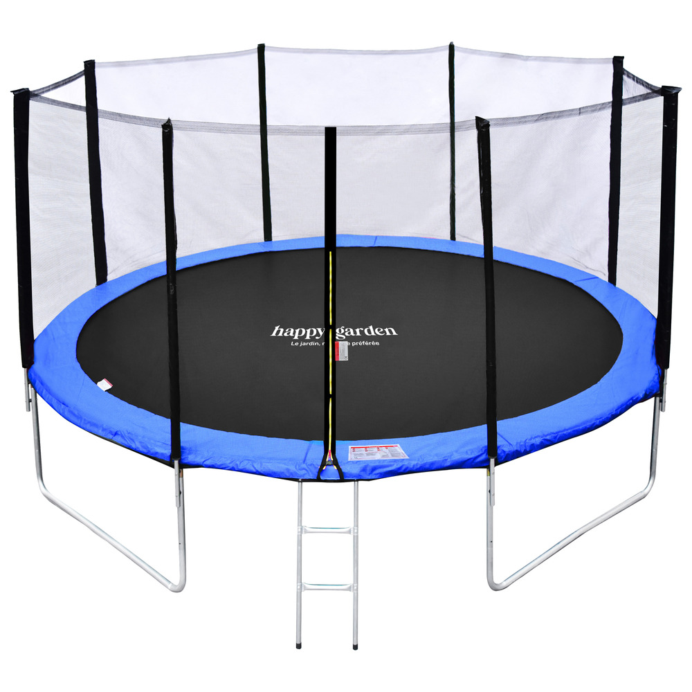 Trampoline 430cm réversible bleu/vert melbourne, échelle, bâche et kit d'ancrage