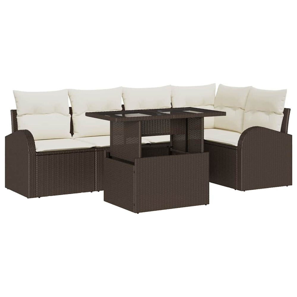 Ensemble de canapé de jardin 6 pcs marron poly rotin