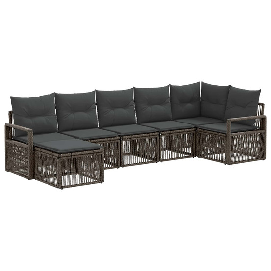 Ensemble de canapé de jardin 7 pcs gris polyrotin