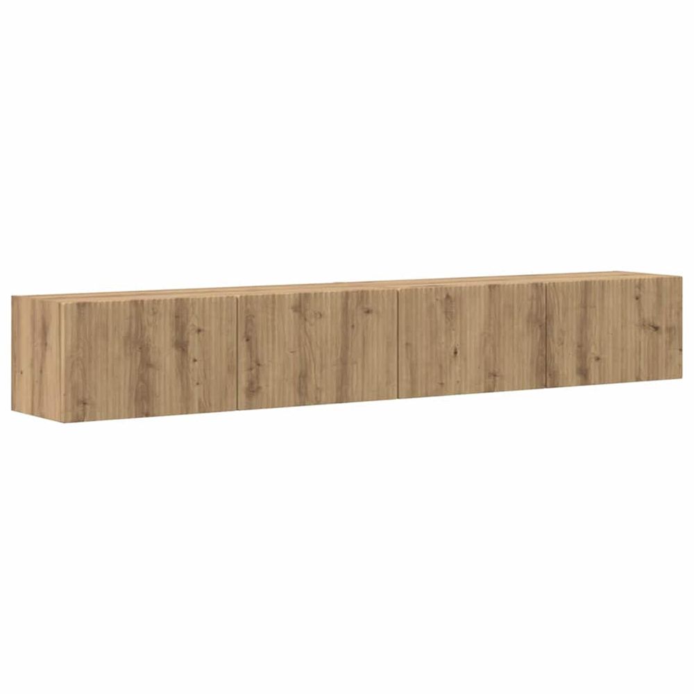 Meuble tv mural 2 pc chêne artisan bois d'ingénierie