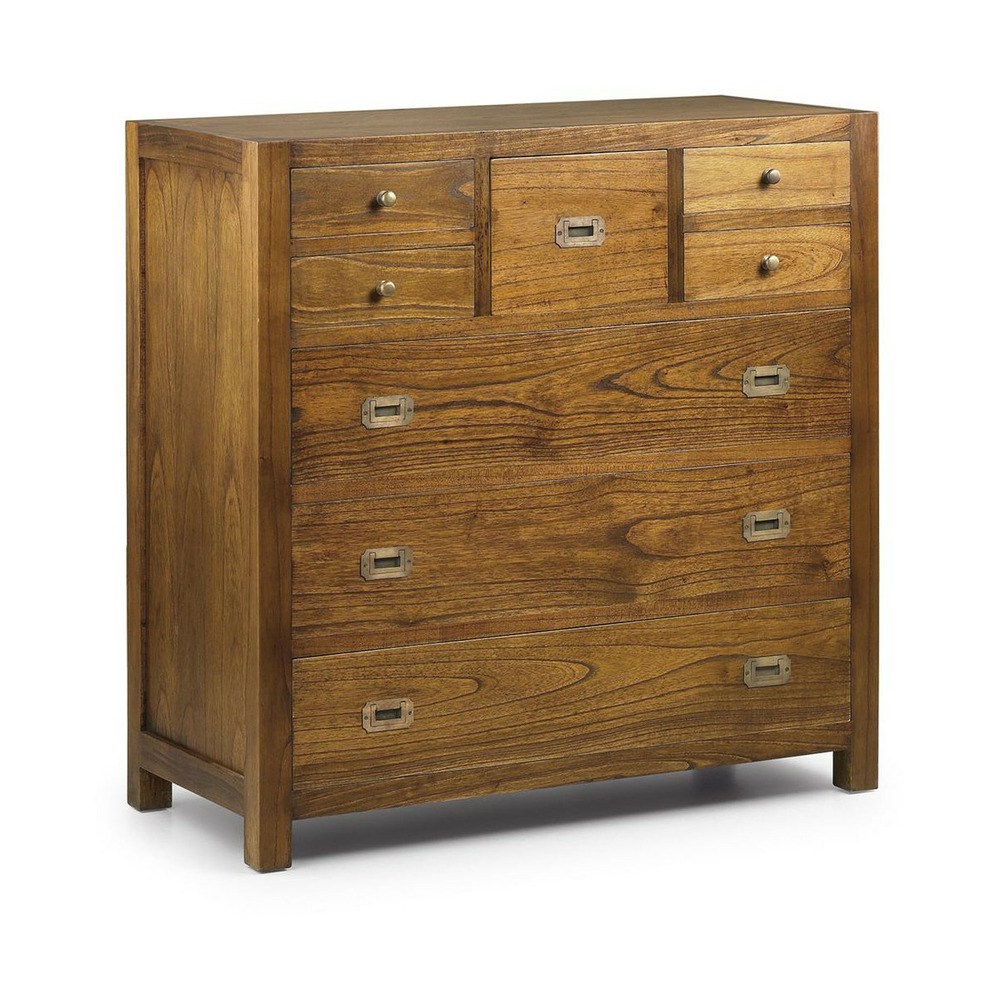 Commode 8 tiroirs bronze bois marron - onéline décoration d'autrefois