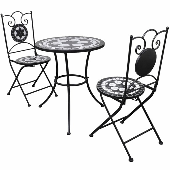 Mobilier de bistro 3 pièces carreaux céramiques noir et blanc