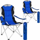 Lot de 2 chaises pliantes camping jardin avec rembourrage bleu