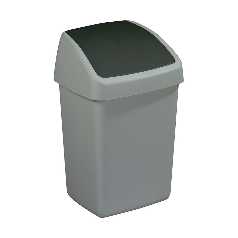 Poubelle grise avec couvercle basculant delta 10 litres