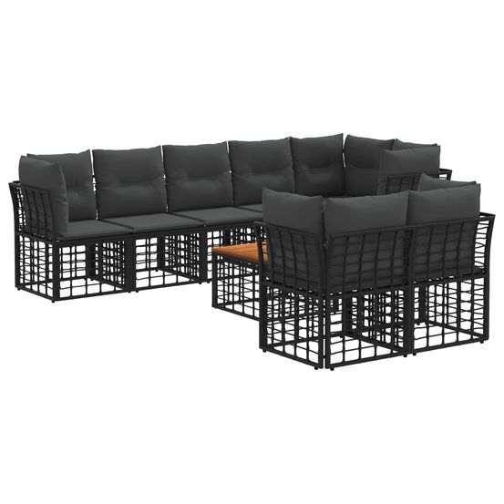 Ensemble de canapés d'extérieur 9 pc noir et gris foncé