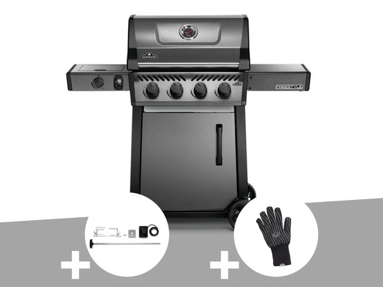 Barbecue à gaz freestyle f425sib - 4 brûleurs + sizzle zone + kit rôtissoire + g