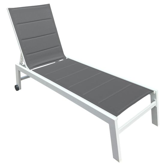 Bain de soleil barbados en textilène gris - aluminium blanc