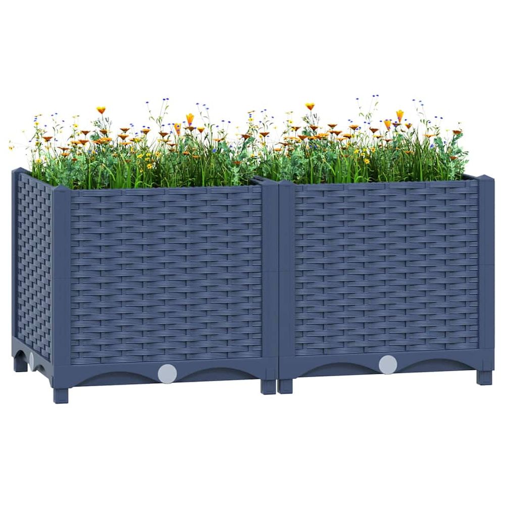 Jardinière haute en polypropylène pour balcon et terrasse gris 80x40cm