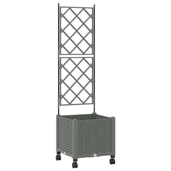 Bac de jardin avec treillis et roues gris clair pp