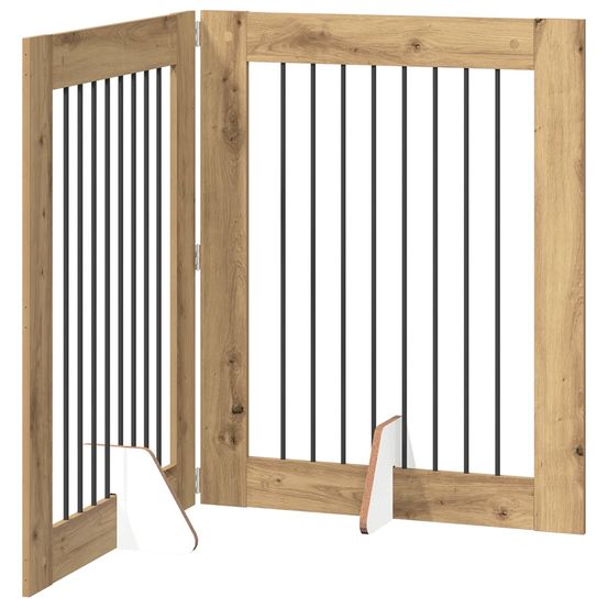 Porte de chien pliable avec supports 2 pc chêne artisanal