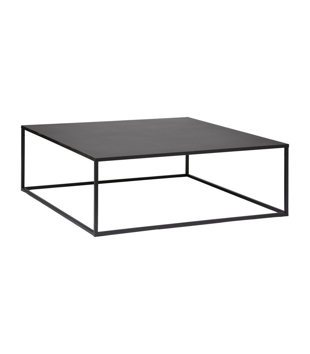 Table basse en métal noir industriel 100 x 100 x 36 cm
