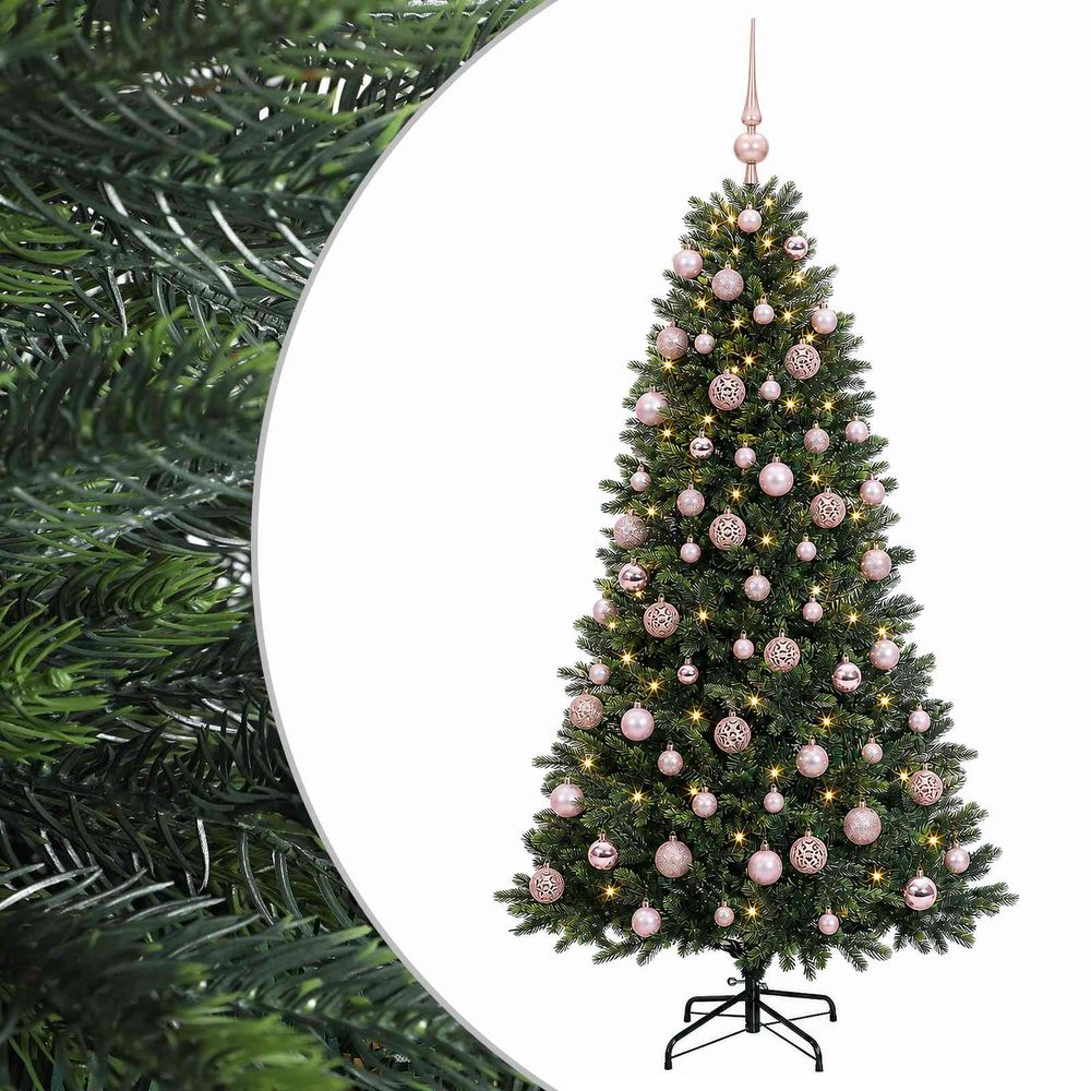 Arbre de noël artificiel avec boule 240 cm 300 led blanc chaud