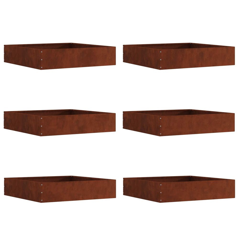 Bordure de pelouse 6 pc 60 x 60 x 13 cm rouillé