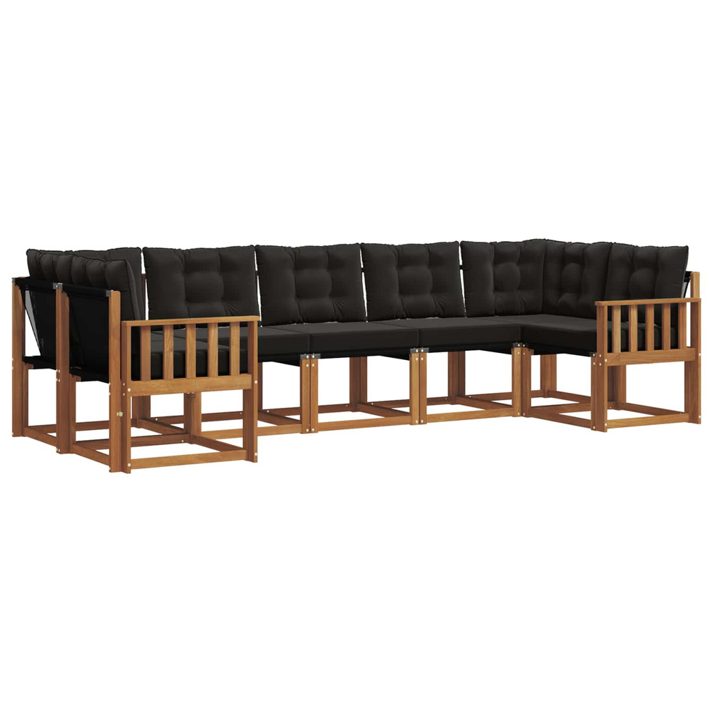 Ensemble de canapés d'extérieur 7 pcs naturel et noir