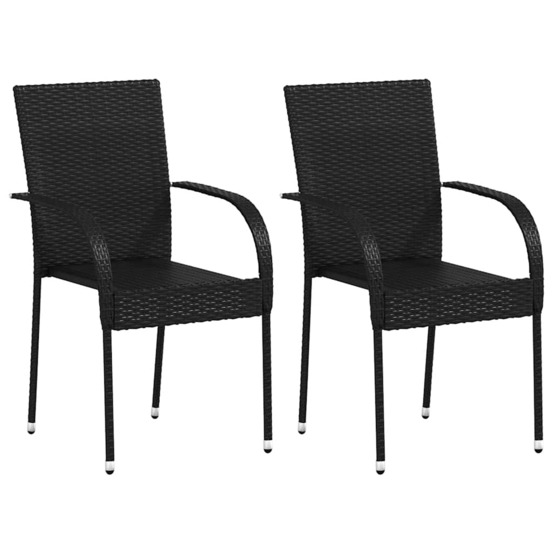 Chaises empilables d'extérieur lot de 2 résine tressée noir