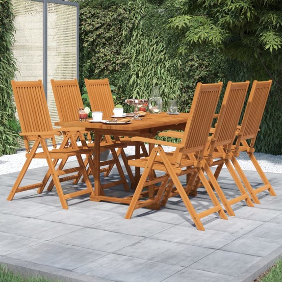 Ensemble à manger de jardin 7 pcs bois d'acacia massif 120-170 cm