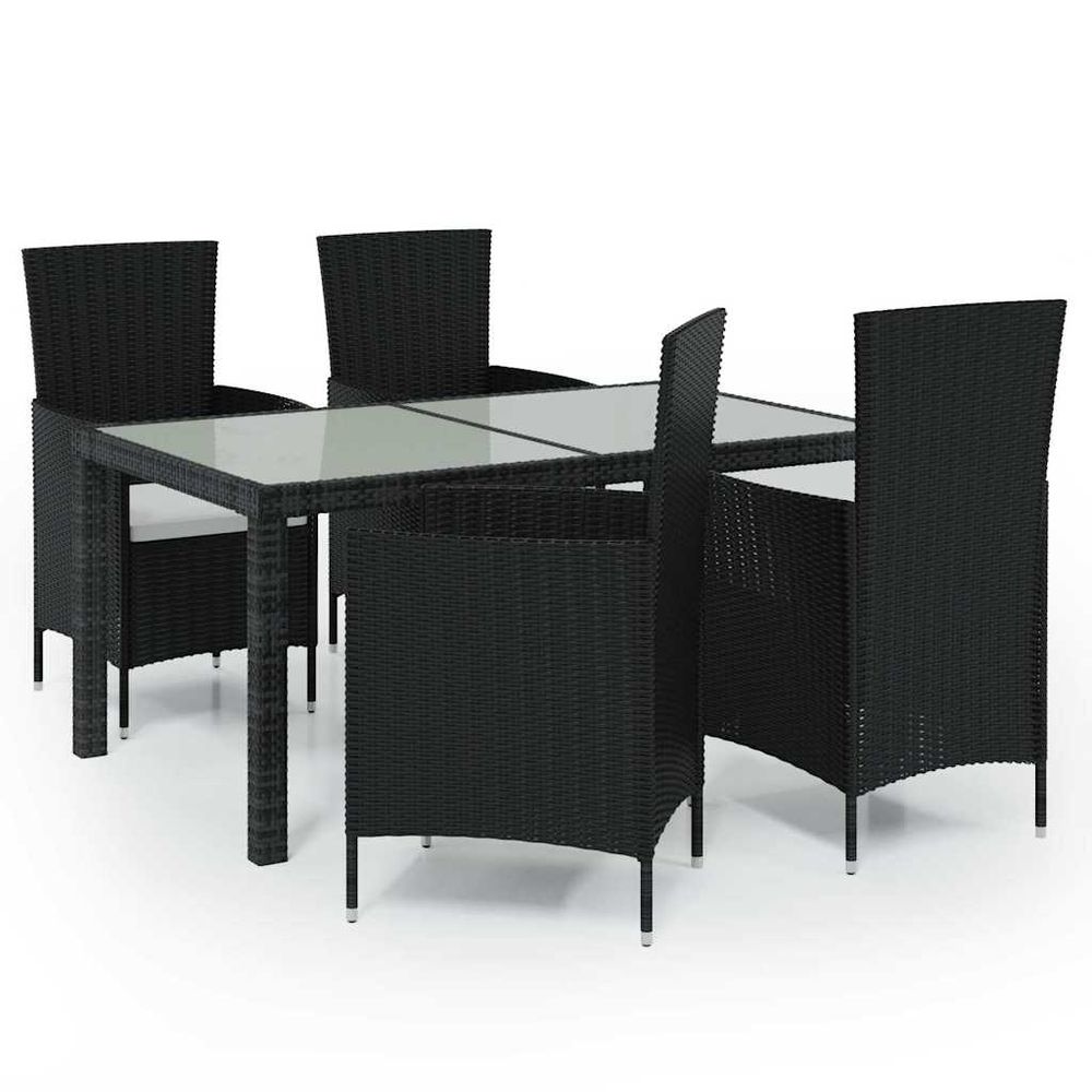 Ensemble à manger d'extérieur 5pcs avec coussins résine tressée