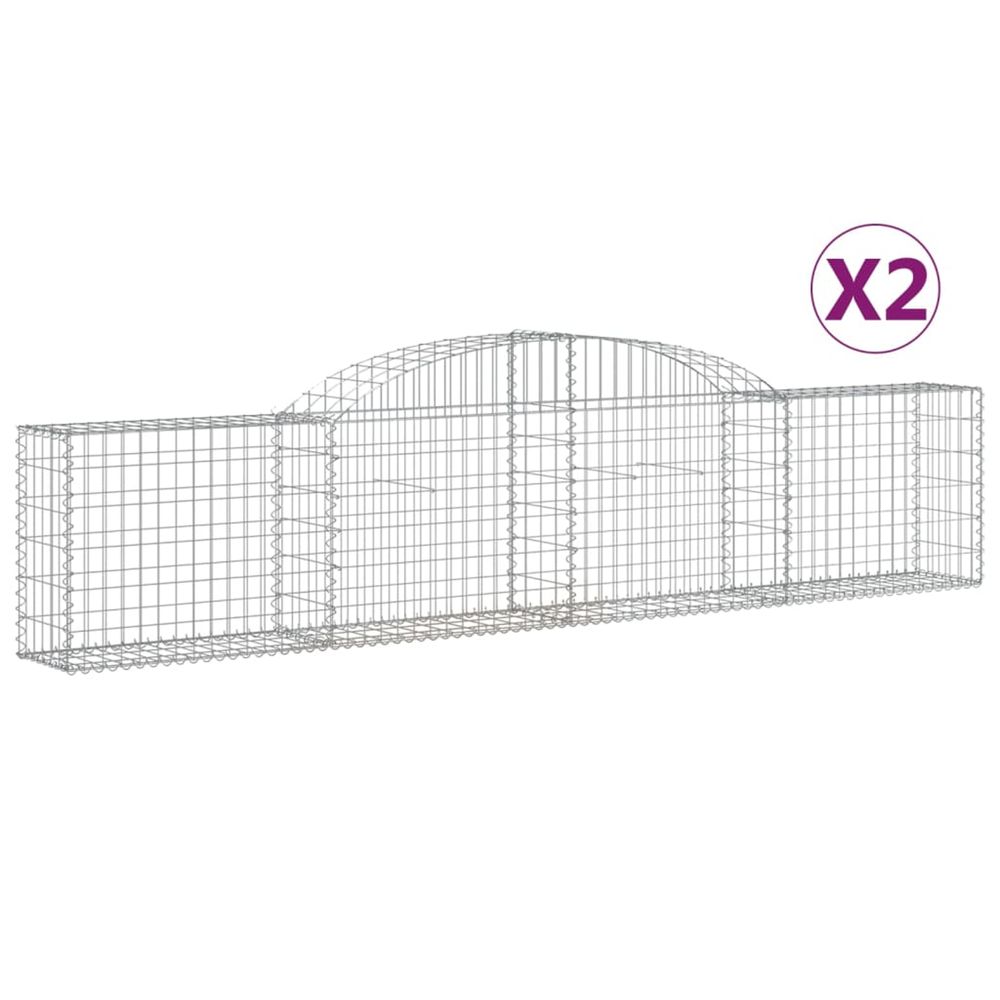 Paniers à gabions arqués 2 pcs 300x30x60/80 cm fer galvanisé