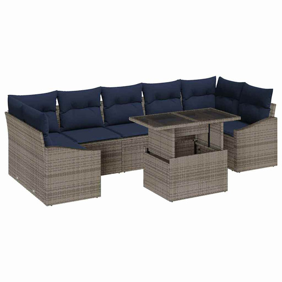 Ensemble de canapé de jardin 8 pcs gris poly rotin