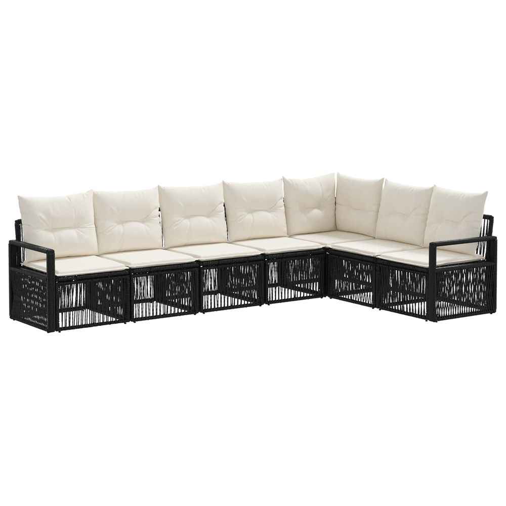 Ensemble de canapé de jardin 7 pc noir polyrotin