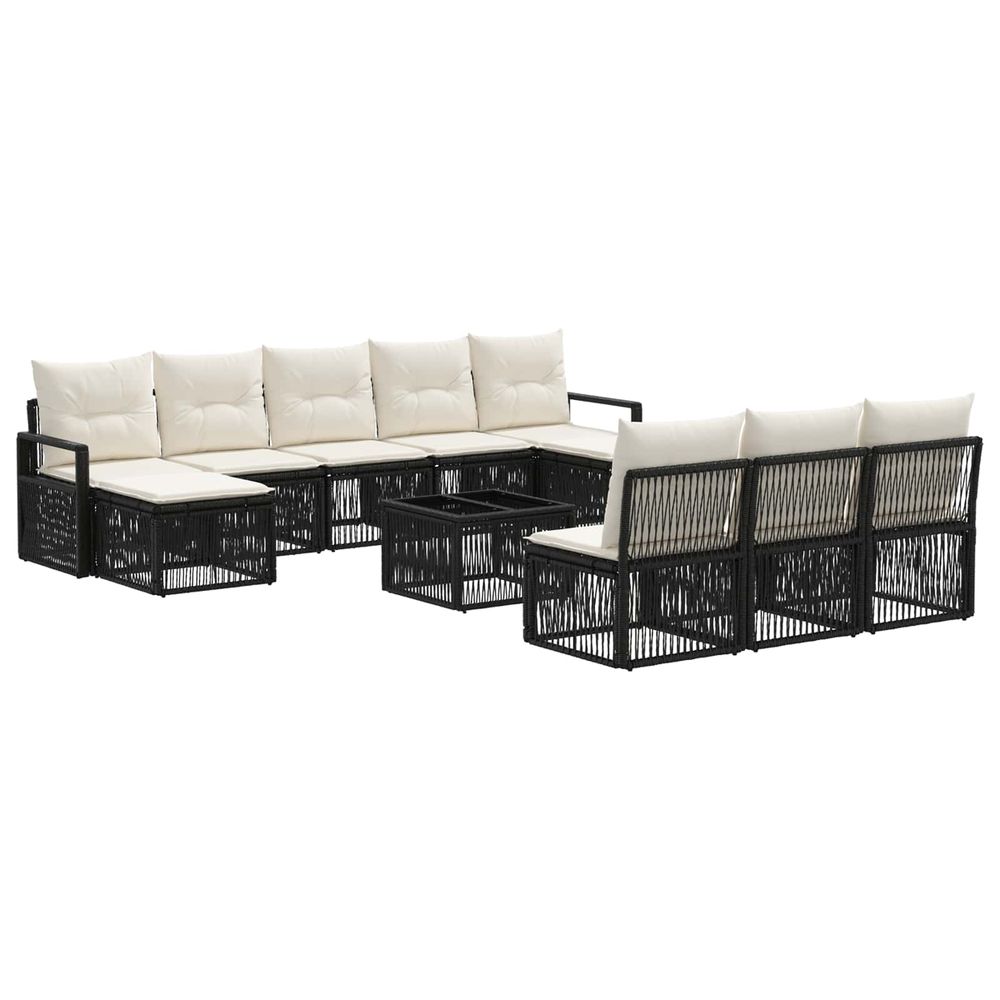 Ensemble de canapé de jardin 11 pc noir polyrotin