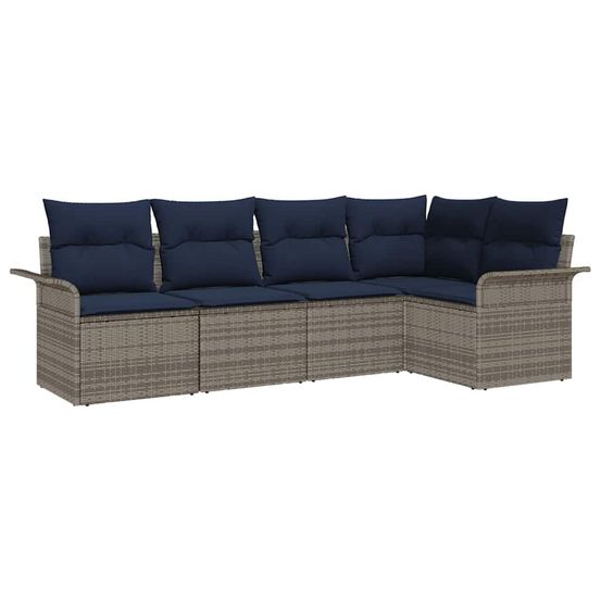Ensemble de canapé de jardin 5 pc gris polyrotin