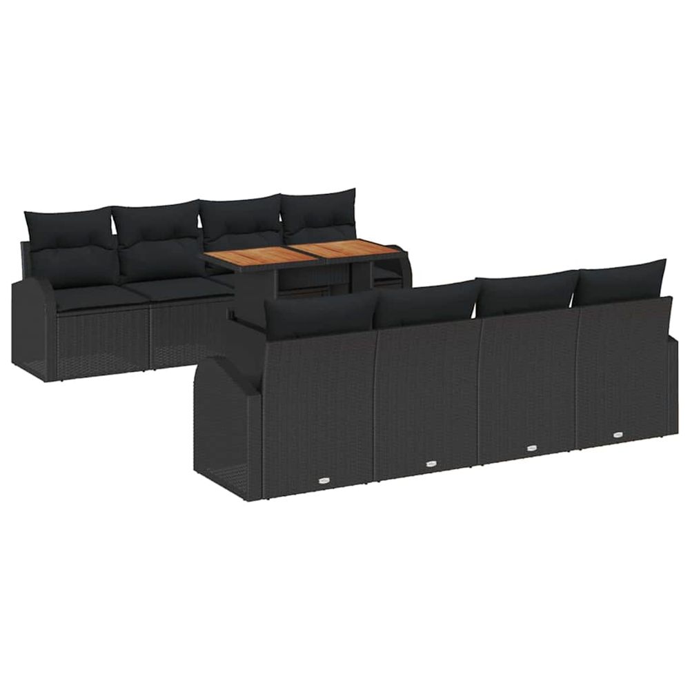 Ensemble de canapé de jardin 9 pc noir poly rotin