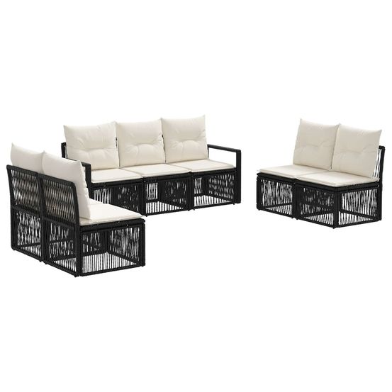 Ensemble de canapé de jardin 7 pc noir polyrotin