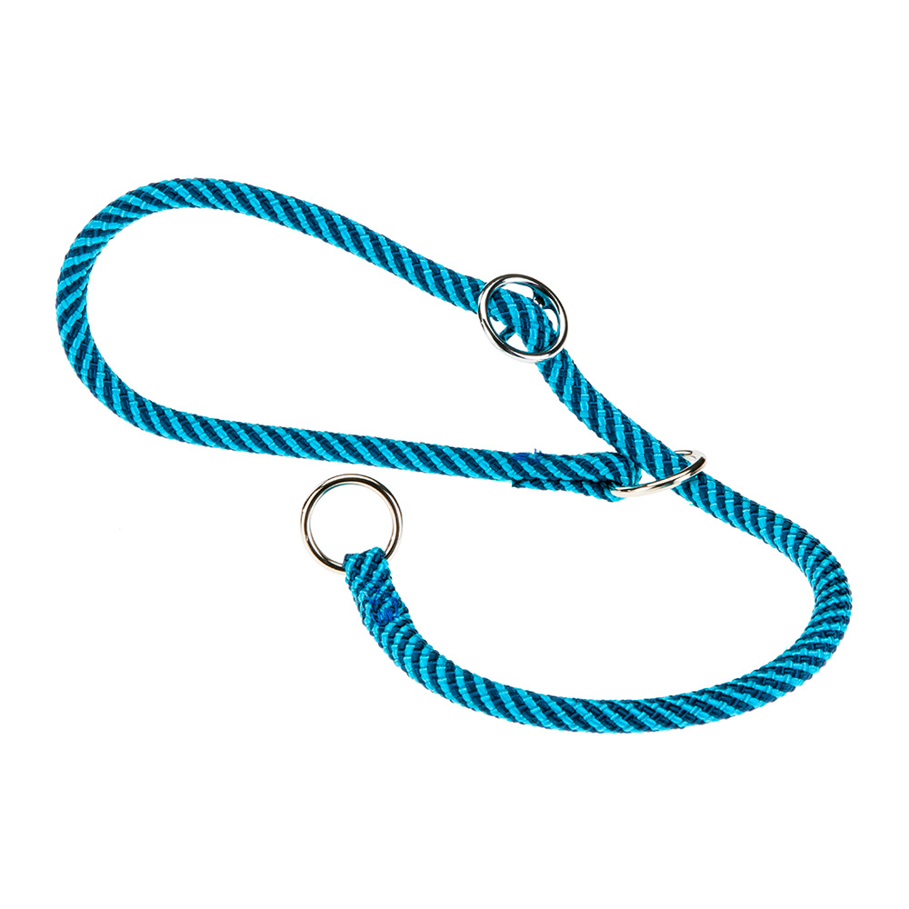 Collier semi-étranglé pour chiens sport extreme cs8/50, longe en nylon robuste, ajustable, azur-bleu