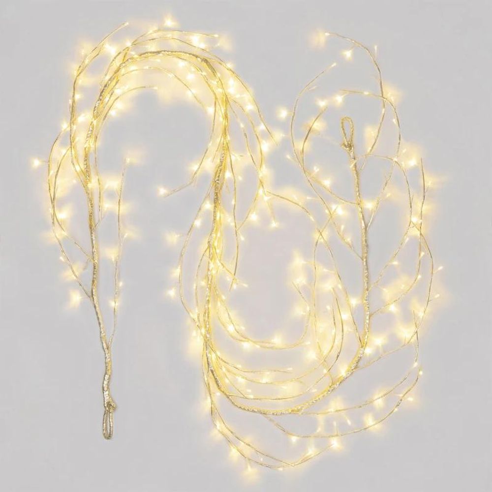 Branches lumineuse 3m 288 led blanc champagne fixe câble argent intérieur extérieur lotti