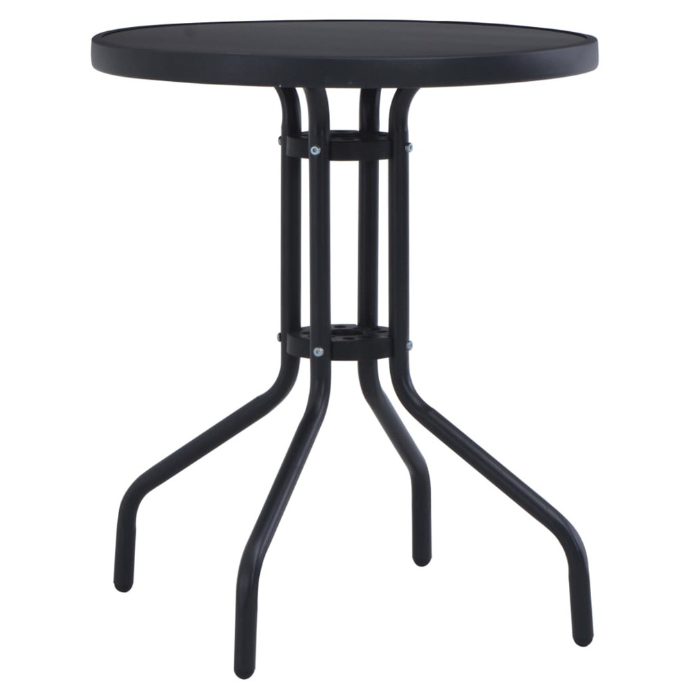 Table de jardin noir 80 cm acier et verre
