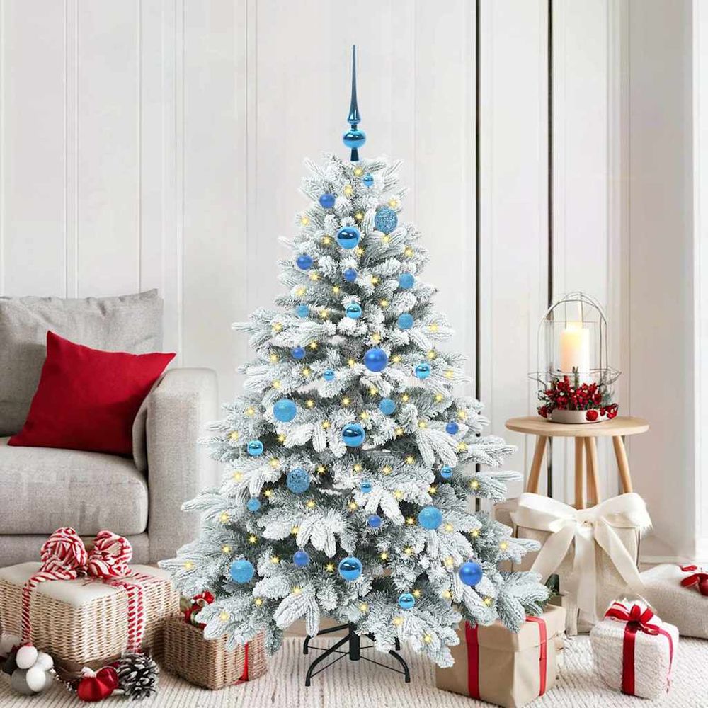 Sapin de noël tout-en-un 150 cm, décoré avec 150 lumières led scintillantes et 61 boules