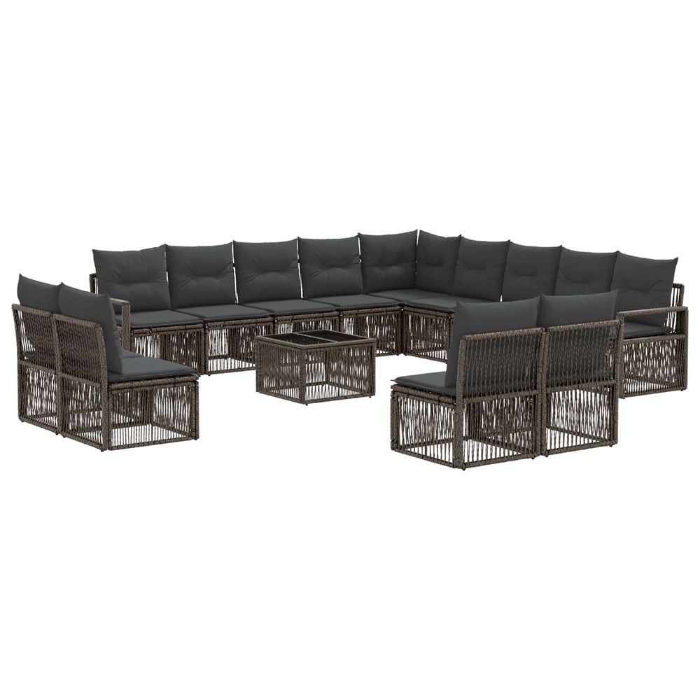 Ensemble de canapé de jardin 14 pc gris polyrotin